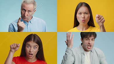 Facial expressions showcase diverse emotions in a vibrant collage of individuals