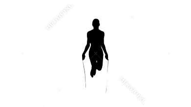 Silhouette active woman using a skipping rope