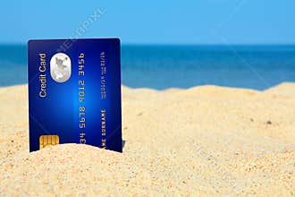Credit card on the beach