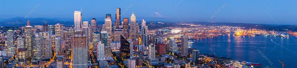 Seattle skyline at twilight