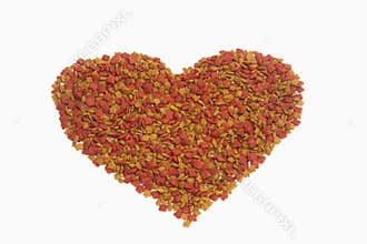 Dried food for dog/cat as a shape of heart