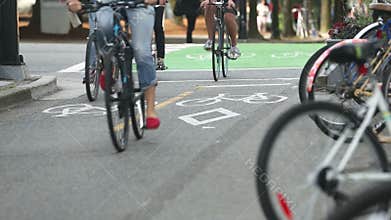 Downtown Vancouver Busy Cycle Path