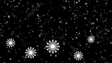 Falling Snowflakes in the Night - Black Background