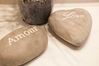 Love and atmosphere romantic Pebbles Stones in spa