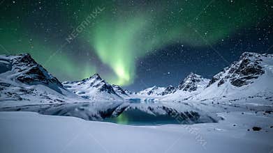 Time lapse sequence of vibrant green and purple auroral curtains sweeping across a star filled night sky. Showcasing the