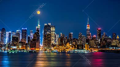 Super Moon above New York skyline.