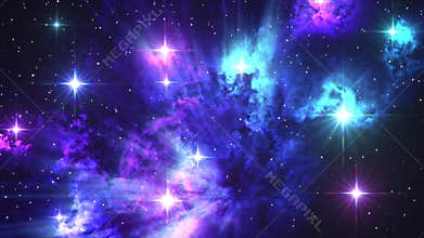 Flying Near A Space Nebula. 4K.