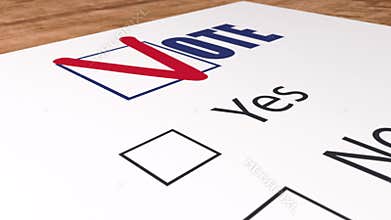 Blue Yes tick in ballot checkbox, ballot voting and elections animation