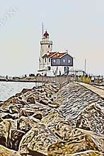White light house illustration