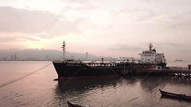Aerial fly toward Ocean Eagle oil/chemical tanker.