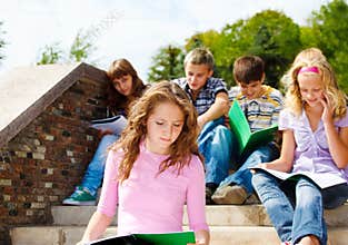 High school students studying