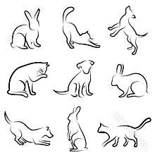 Dog, cat, rabbit animal drawing