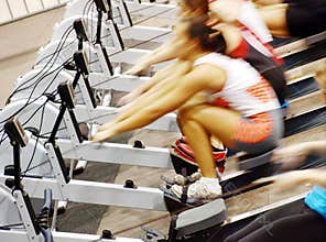 Girls exercising in the gym