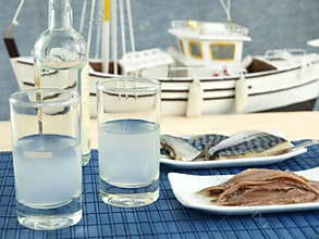Ouzo and seafood