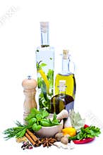 Olive oil, herbs and spices