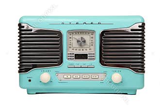 Classic blue retro radio isolated