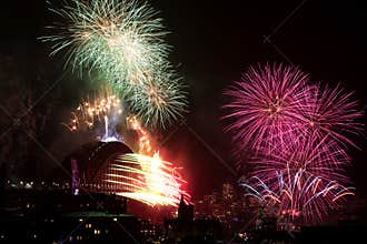 Fireworks at New Years`s Eve at Sydney Harbour, Asutralia