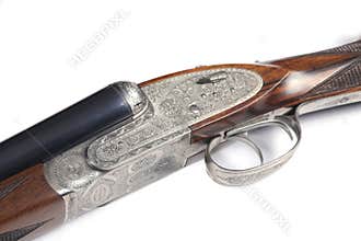 Side-by-side double-barreled spanish hunting shotgun