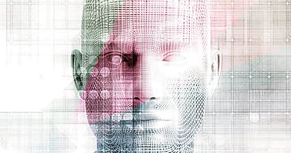 Biotechnology Concept Art with Human Body and Genetic Molecule Looping