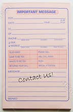 Contact Us message pad.