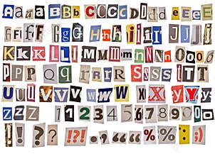 Newspaper alphabet isolated