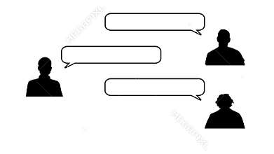 Icons of silhouettes of people with bubble for text. Chat message animation, dialog, communication