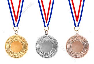 Gold silver bronze medals