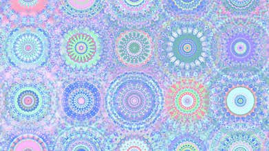 Funky Psychedelic Pastel Mandala Animation, Blue Pink, and Green