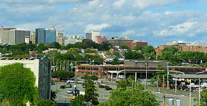 Wilmington, Delaware, U.S - August 4, 2020 - The view of the buildings near downtown from Interstate 95 North