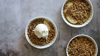 Adding Ice Cream to an Apple Crisp