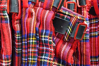 Red Scottish Kilts with Belt Buckle