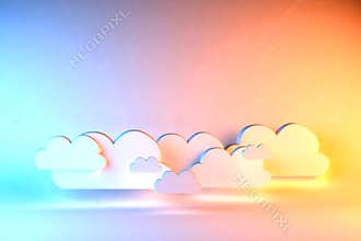 CLOUDS ON A PASTEL LIGHT WHITE RAINBOW BACKGROUND