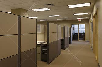 Beige Tan generic open Office work space cubicals