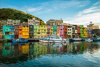 Colorful Zhengbin Fishing Port at Keelung, taiwan