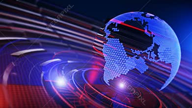 3D World News Background, digital world breaking news Studio Background for news report and breaking news on world live report