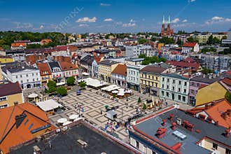 Rybnik. Poland. Aerial view of main square and city center of Rybnik, Upper Silesia. Poland