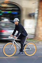 Businessman riding a bicycle