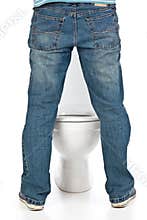Man pee on toilet