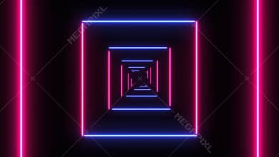 Abstract background with neon squares with Light Lines Moving Fast.