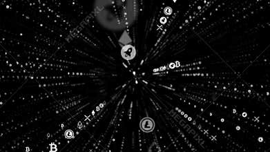 Hyperspace jump through the stars to a distant space seamless loop. Neon rays