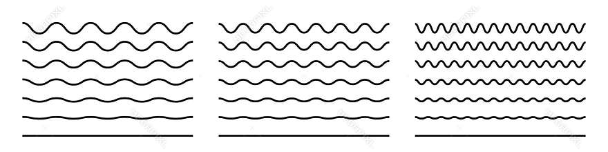 Wave line and wavy zigzag pattern lines. Vector black underlines, smooth end squiggly curvy squiggles