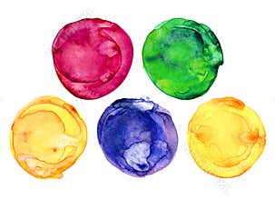 Circle, watercolor, color, paint, water, splash, dot, texture, design, drop, graphic, round, green, purple, set, spot, abstract,