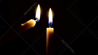 Footage of lighting candle