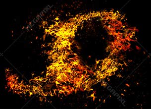 Fire and flames with a burning dark red-orange background. Fire and flames. Element.