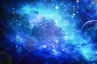 Large cluster of stars. Colorful nebula. Planets and  Space
