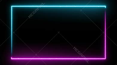 Animated neon glowing frame background. Laser show loop 4K animation