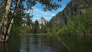 Merced river and half dome in Yosemite national park
