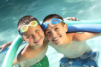Brothers in the pool
