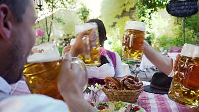 Toasting in Bavarian beer garden