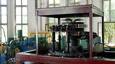 Working water pumps at water treatment plant. Treatment facilities for the preparation of drinking water for the city